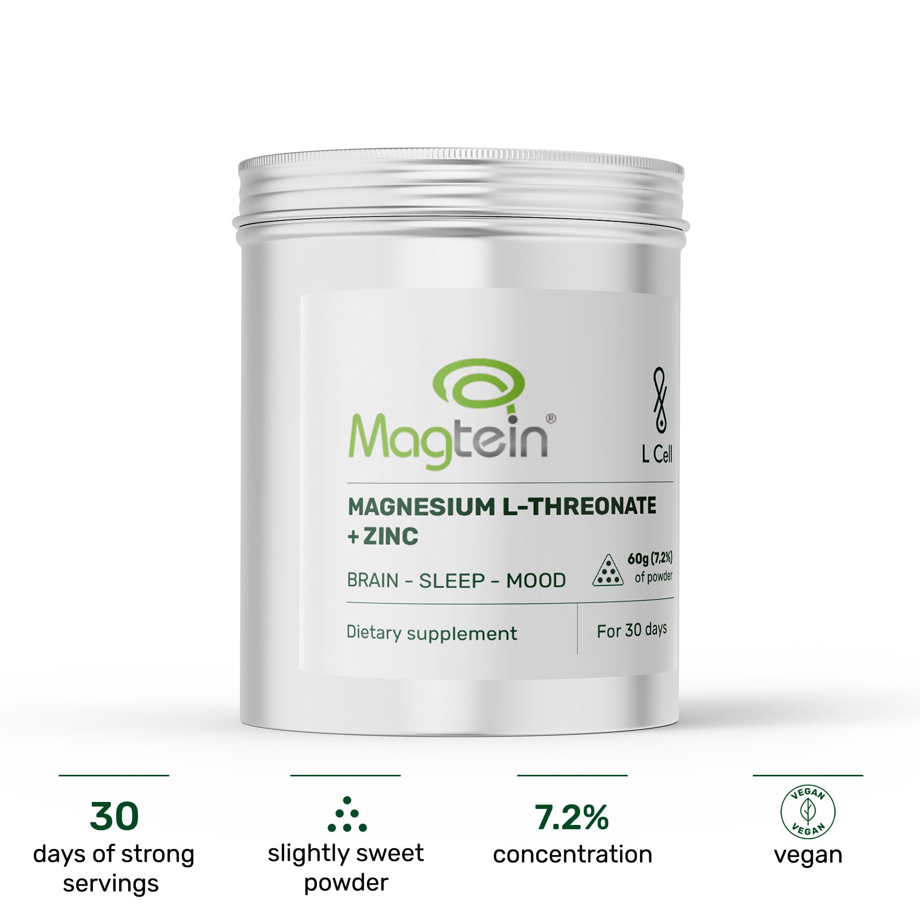 Magnesium L-Threonate Powder 60g (30 servings, >99% purity)