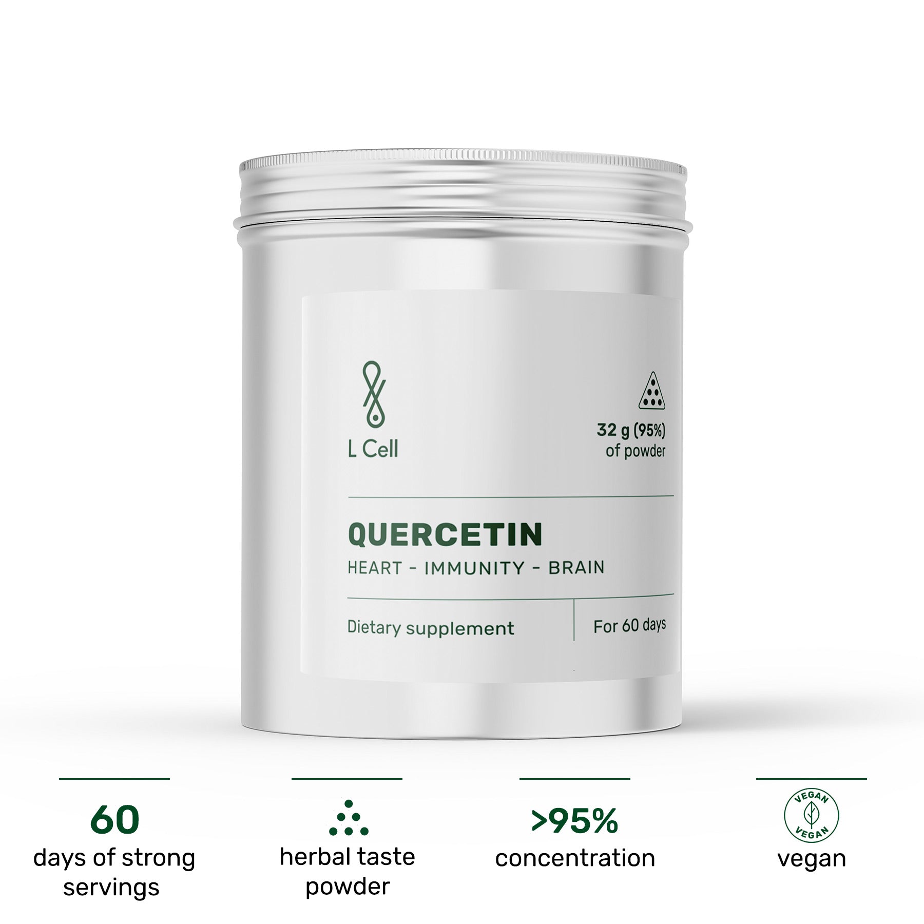 Quercetin Powder 30g (60 servings, >98% purity)