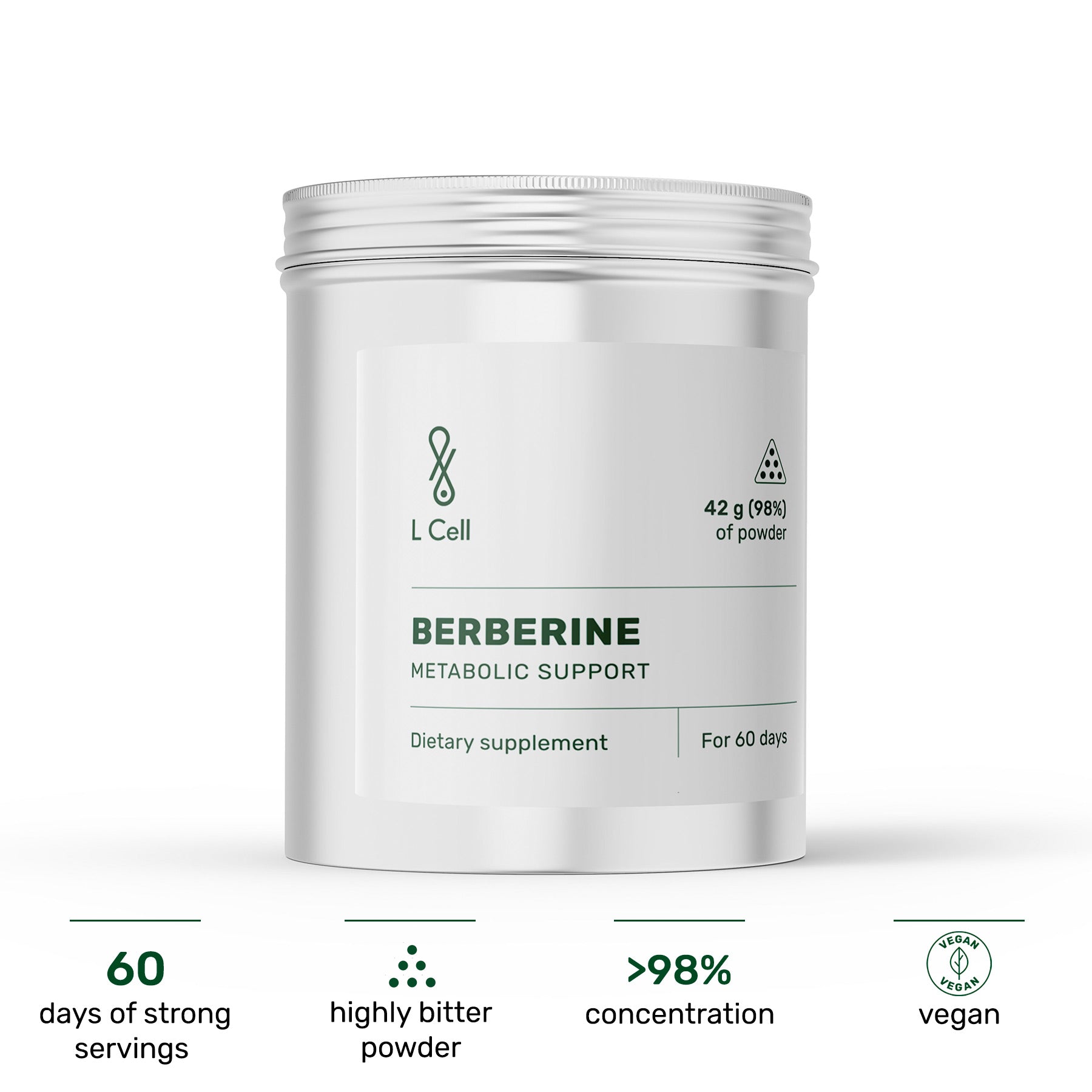 Berberine Powder 42g (60 servings, >98% purity)