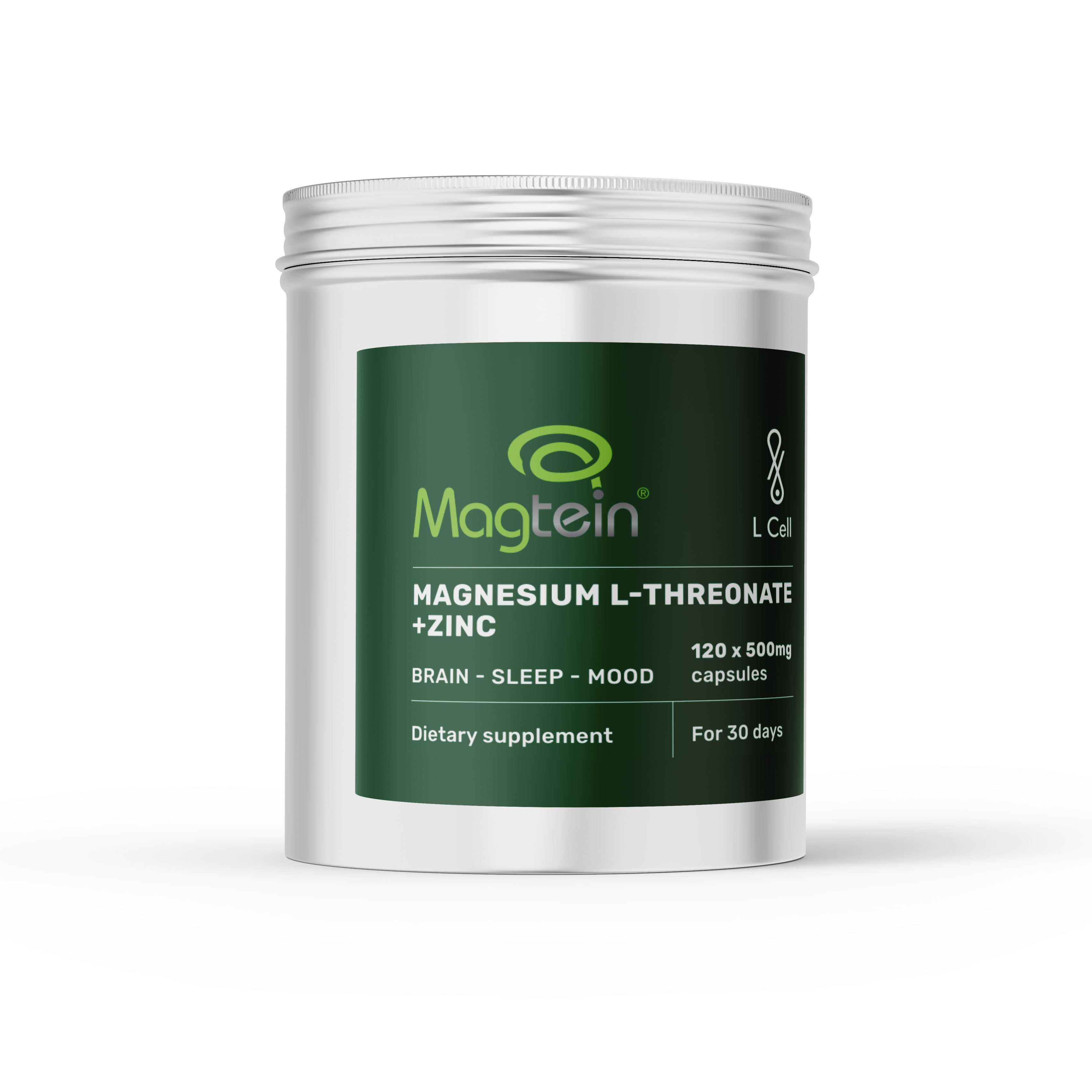 Magnesium L-Threonate Capsules 500mg (30 servings, 120 caps)