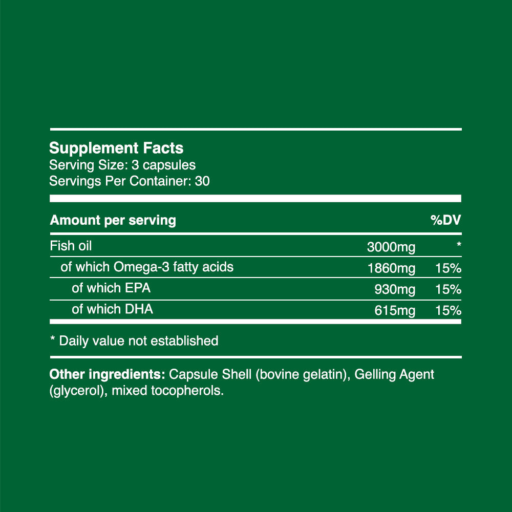 Omega 3 Elite Fish Oil Capsules 3000mg (30 servings, 90 caps)